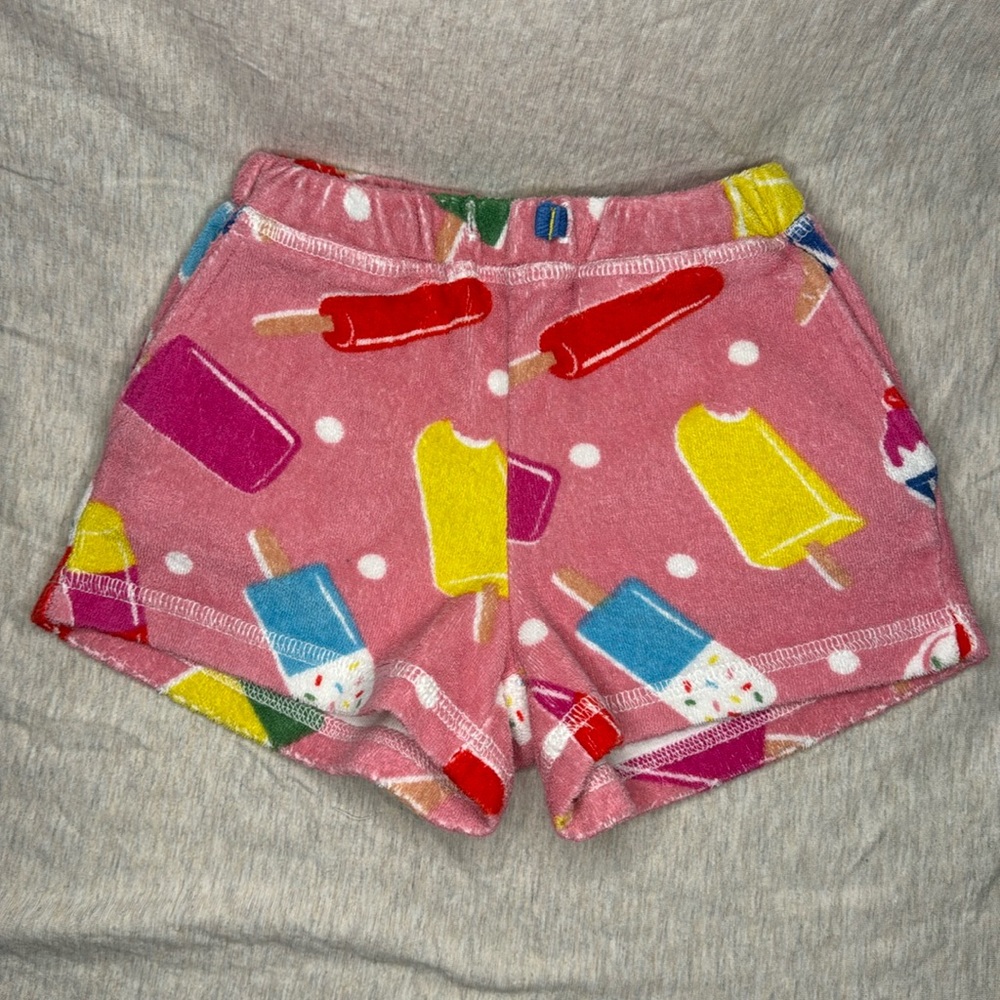Mini Boden Girl's Drawstring Towelling Shorts Pink Size 3Y